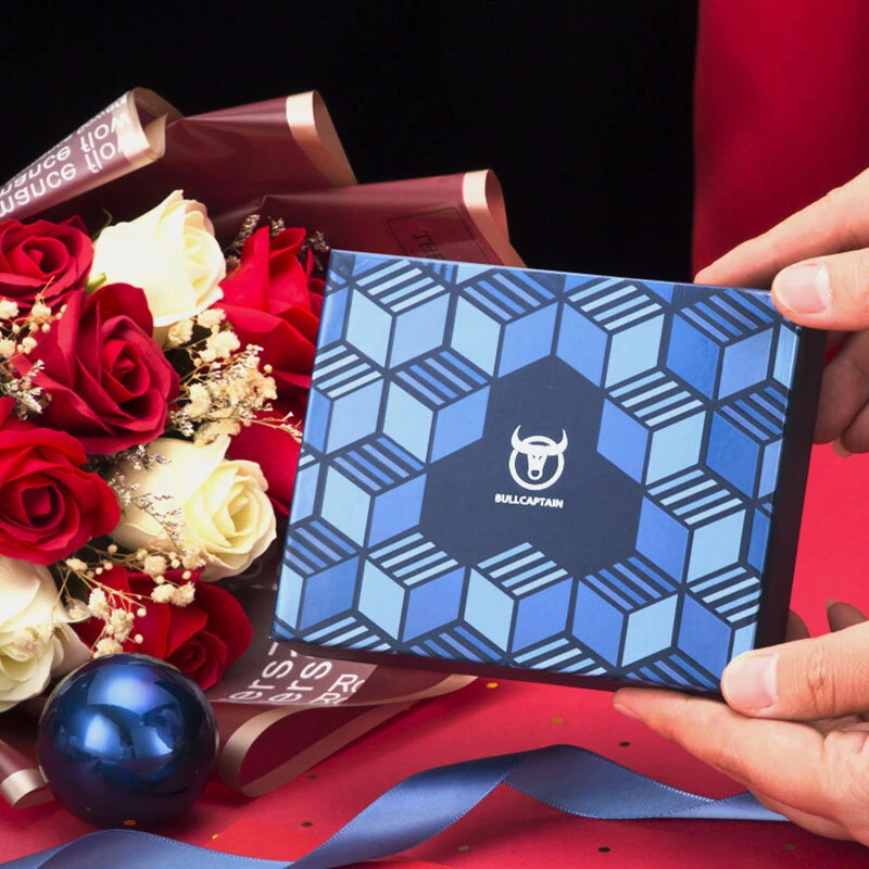 (image for) BULLCAPTAIN Genuine Leather RFID Blocking Wallet for Men, Retro Thin Short Multi-functional ID Credit Card Holder Multiple Card Slots Purse with Gift Box, Gifts To Mens Birthday