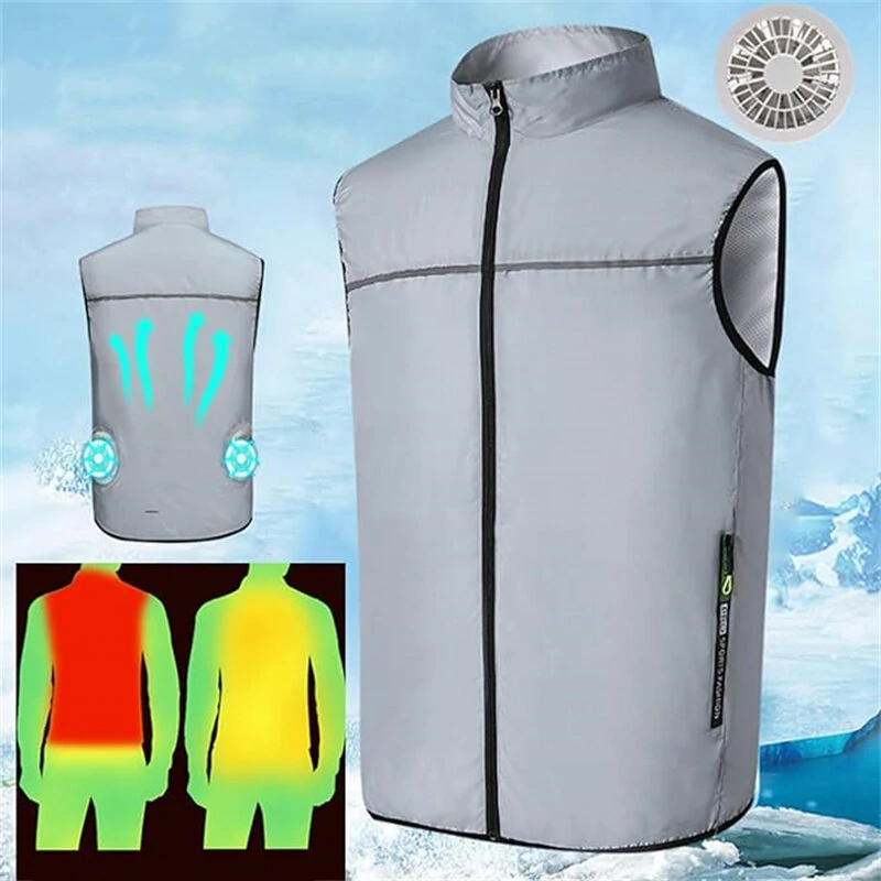 TENGOO Air Conditioning Clothing Vest Three Wind Speeds Heatproof Cooling Clothing USB Charging Sun Protection Continuous Cooling Jacket with Two Fans for Summer High Temperature Outdoor Work (image for) TENGOO Air Conditioning Clothing Vest Three Wind Speeds Heatproof Cooling Clothing USB Charging Sun Protection Continuous Cooling Jacket with Two Fans for Summer High Temperature Outdoor Work